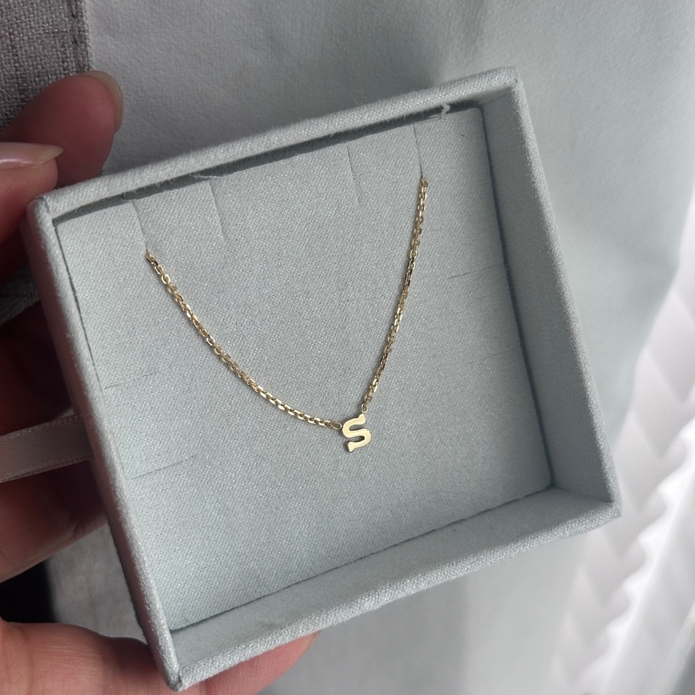 Beautiful 14K Gold Initial Necklace-  S